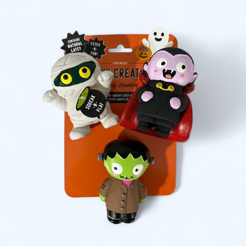 Fringe Halloween Hey Happy Haunting - Set Of‎ Three Squeaky Plush Dog Toy